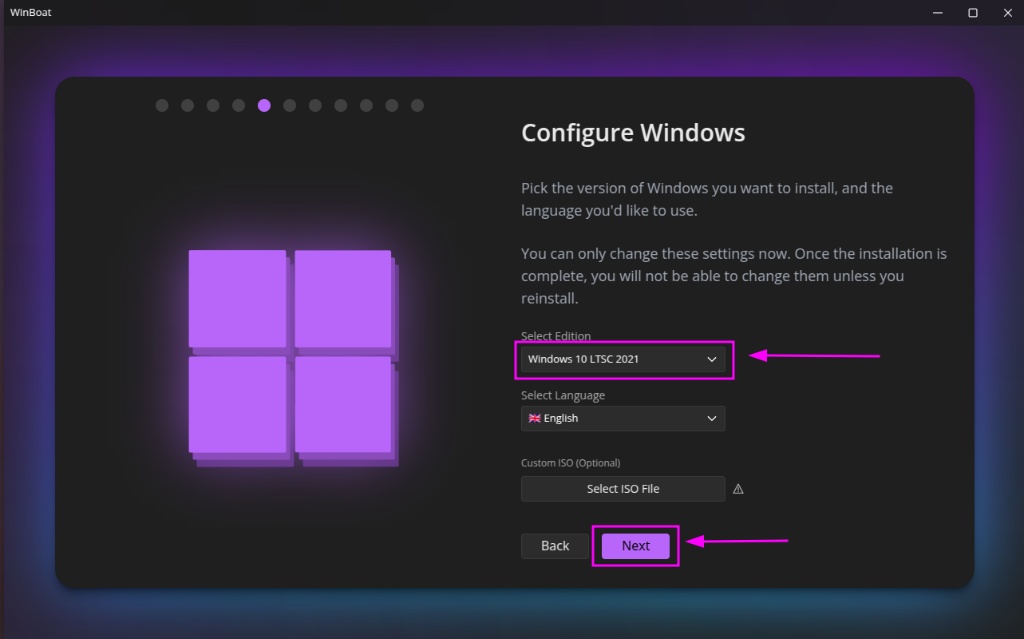 WinBoat Configure Windows