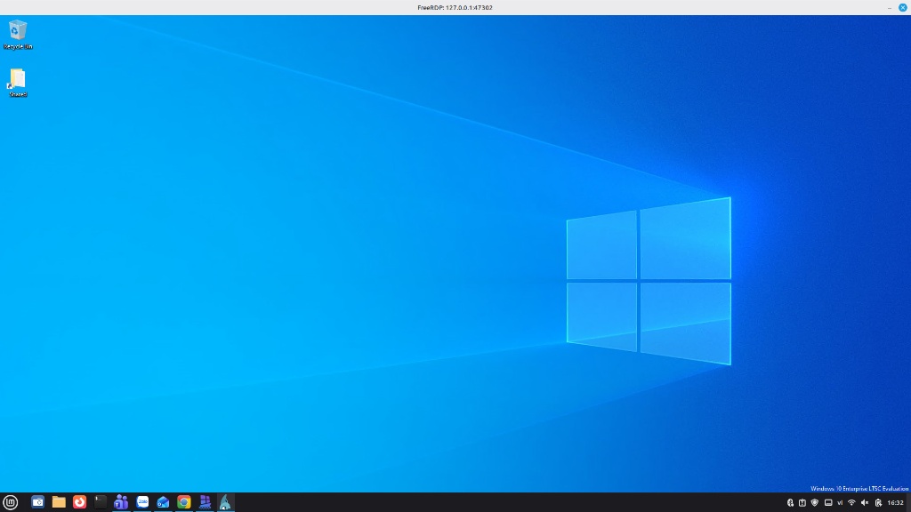 Windows 10 Desktop via FreeRDP